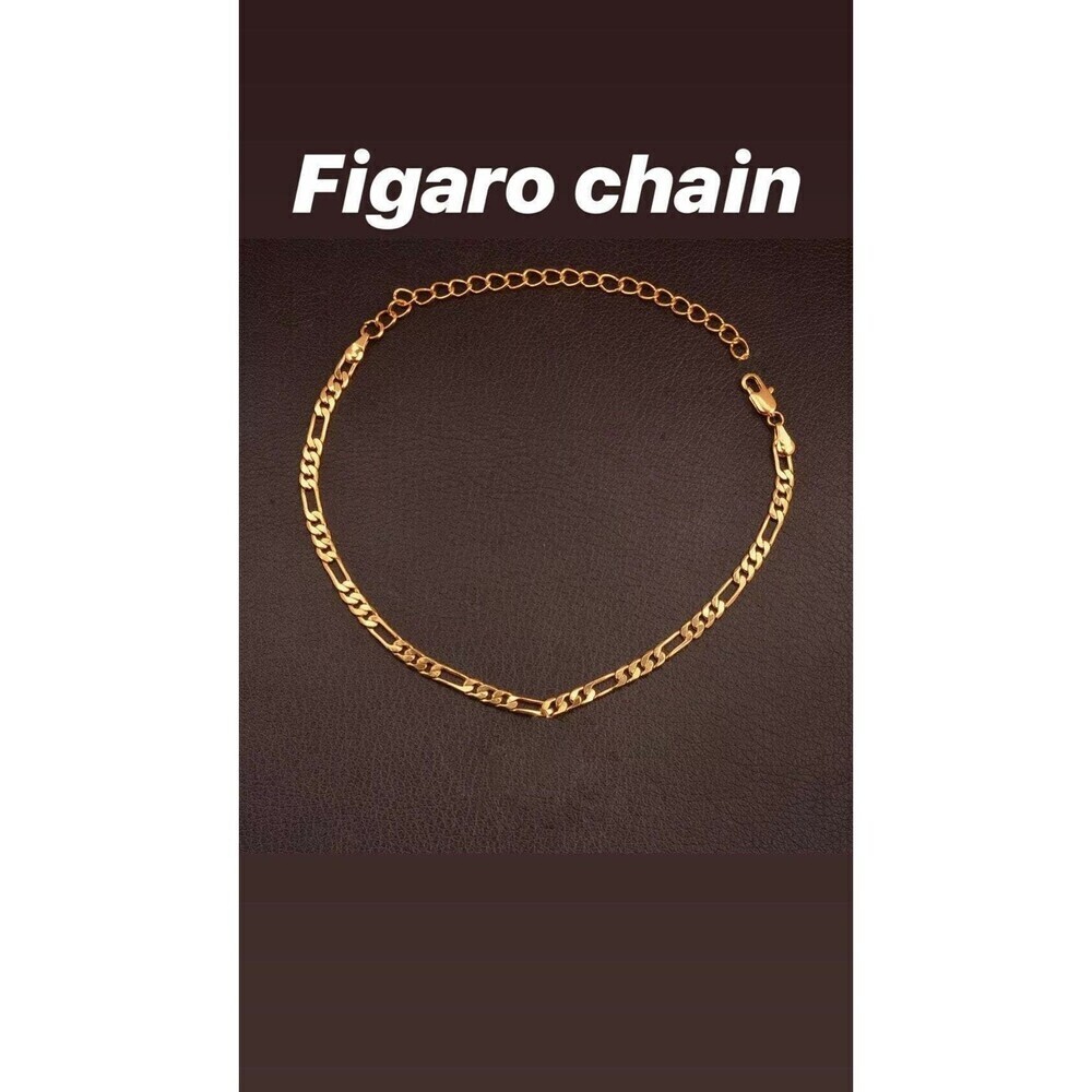 Figaro anklet , gold anklet , women 18k gold plated anklet, anklet , figaro ankl - Picture 6 of 10
